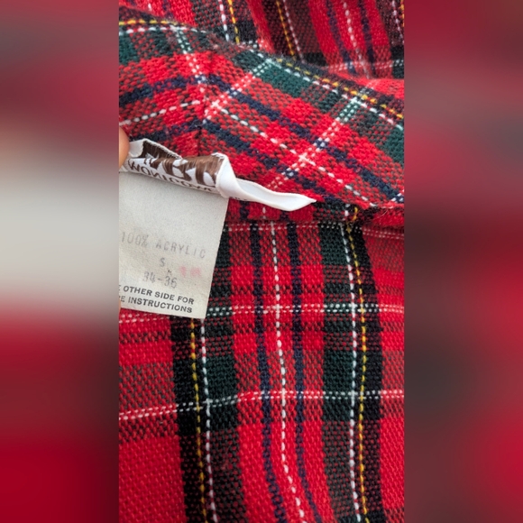 VTG Montgomery Ward Stewart Tartan Plaid Unisex Acrylic Robe Small 2 Pockets - Picture 6 of 9